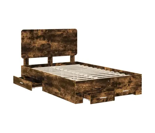 Gultas Rāmis Dūmaka Ozols 120 X 200 Cm Inženierijas Koks Vidaxl