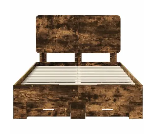 Gultas Rāmis Dūmaka Ozols 120 X 200 Cm Inženierijas Koks Vidaxl