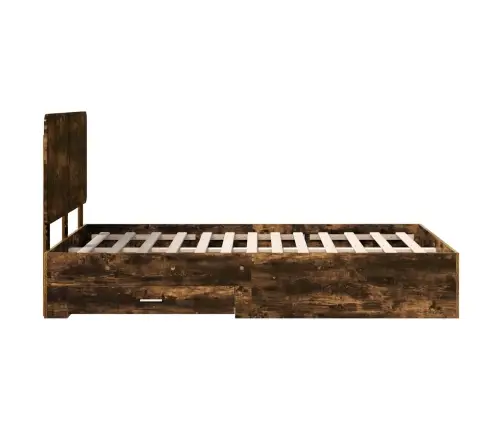 Gultas Rāmis Dūmaka Ozols 120 X 200 Cm Inženierijas Koks Vidaxl