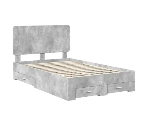 Gultas Rāmis Betona Pelēks 120 X 190 Cm Inženierijas Koks Vidaxl