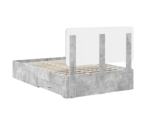 Gultas Rāmis Betona Pelēks 120 X 190 Cm Inženierijas Koks Vidaxl