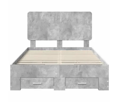 Gultas Rāmis Betona Pelēks 120 X 190 Cm Inženierijas Koks Vidaxl