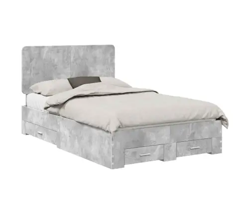 Gultas Rāmis Betona Pelēks 120 X 190 Cm Inženierijas Koks Vidaxl