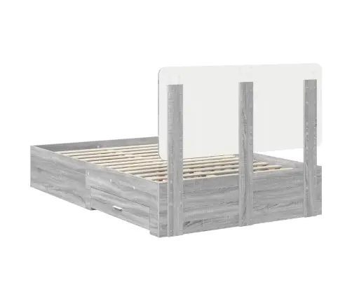 Gultas Rāmis Pelēks Sonoma 120 X 190 Cm Inženierijas Koks Vidaxl