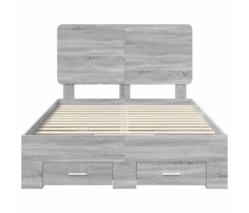 Gultas Rāmis Pelēks Sonoma 120 X 190 Cm Inženierijas Koks Vidaxl