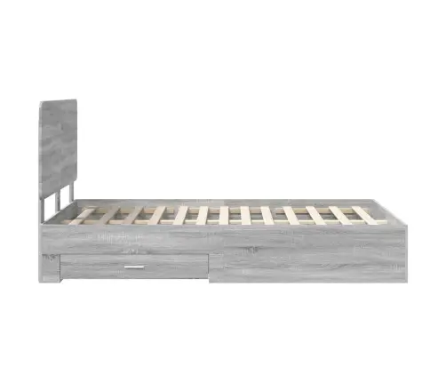Gultas Rāmis Pelēks Sonoma 120 X 190 Cm Inženierijas Koks Vidaxl