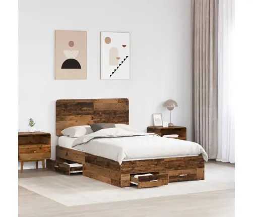 Gultas Rāmis Vecs Koks 120 X 190 Cm Inženierijas Koks Vidaxl