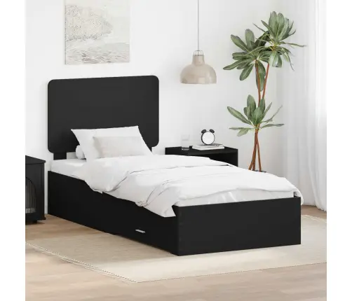 Gultas Rāmis Ar Atvilktni Melna 100 X 200 Cm Inženierijas Koks Vidaxl