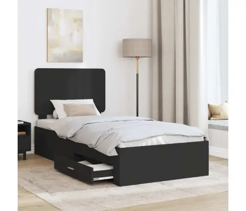 Gultas Rāmis Ar Atvilktni Melna 100 X 200 Cm Inženierijas Koks Vidaxl