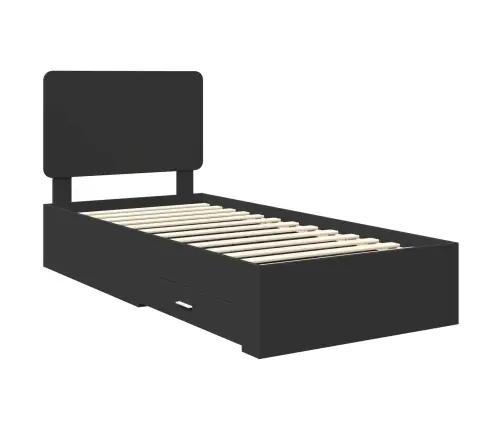 Gultas Rāmis Ar Atvilktni Melna 100 X 200 Cm Inženierijas Koks Vidaxl