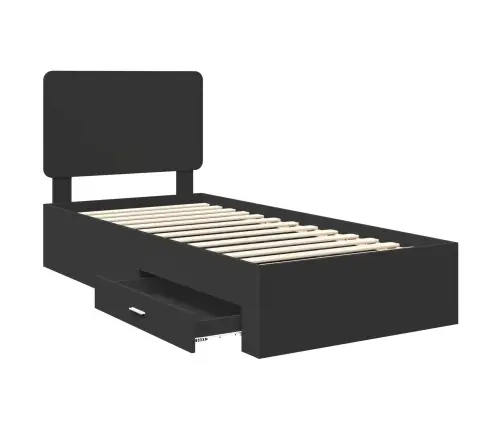 Gultas Rāmis Ar Atvilktni Melna 100 X 200 Cm Inženierijas Koks Vidaxl