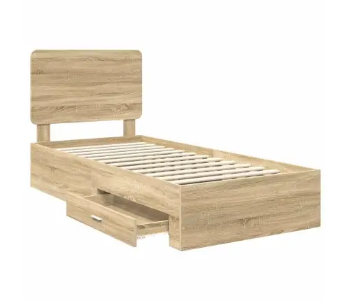 Gultas Rāmis Sonoma Ozols 100 X 200 Cm Inženierijas Koks Vidaxl