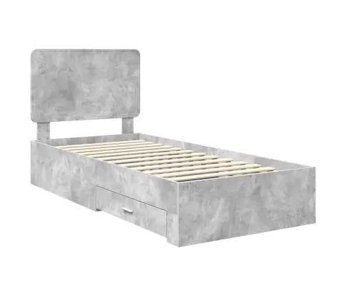 Gultas Rāmis Betona Pelēks 100 X 200 Cm Inženierijas Koks Vidaxl