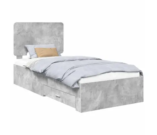 Gultas Rāmis Betona Pelēks 100 X 200 Cm Inženierijas Koks Vidaxl