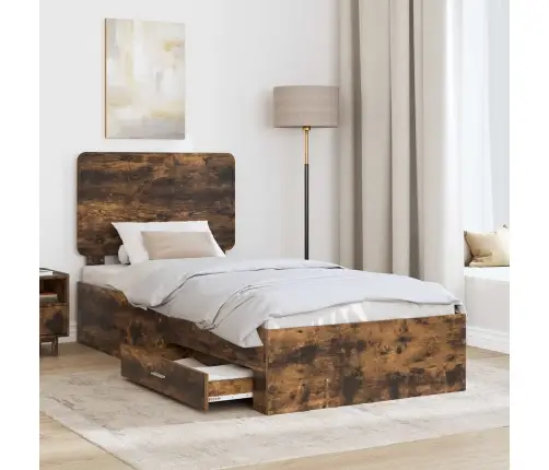 Voodi Raam Peaga Suitsetatud Tamm 100 X 200 Cm Tehispuit