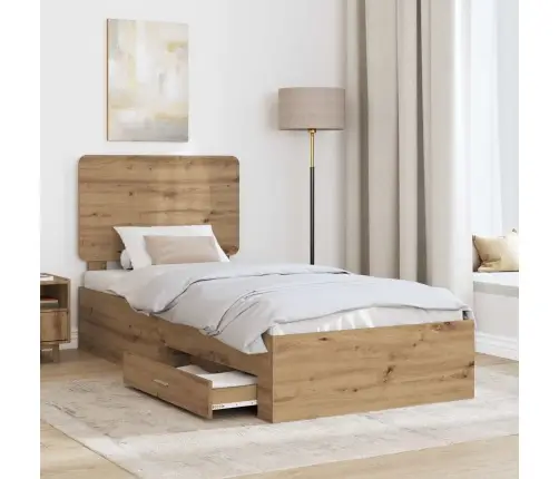 Gultas Rāmis Artisānā Ozols 100 X 200 Cm Inženierijas Koks Vidaxl