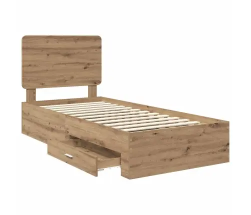 Gultas Rāmis Artisānā Ozols 100 X 200 Cm Inženierijas Koks Vidaxl