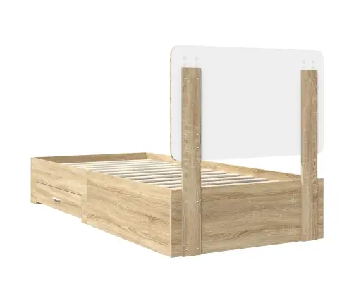 Gultas Rāmis Sonoma Ozols 90 X 200 Cm Inženierijas Koks Vidaxl