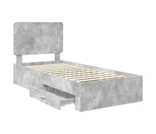 Voodi Raam Peaga Sahtliga Betoonhall 90 X 200 Cm Tehispuit