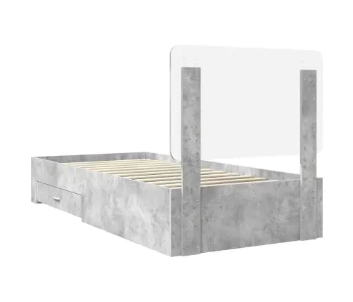 Voodi Raam Peaga Sahtliga Betoonhall 90 X 200 Cm Tehispuit