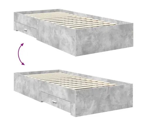 Voodi Raam Peaga Sahtliga Betoonhall 90 X 200 Cm Tehispuit