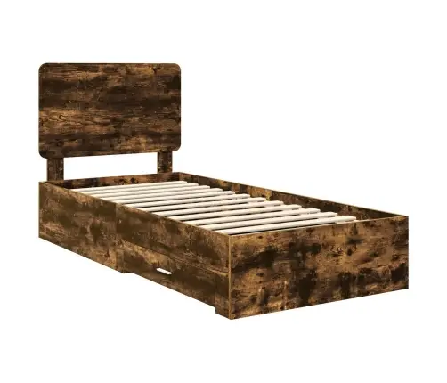 Gultas Rāmis Dūmaka Ozols 90 X 200 Cm Inženierijas Koks Vidaxl