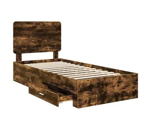 Gultas Rāmis Dūmaka Ozols 90 X 200 Cm Inženierijas Koks Vidaxl