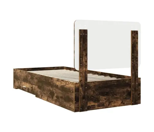 Gultas Rāmis Dūmaka Ozols 90 X 200 Cm Inženierijas Koks Vidaxl