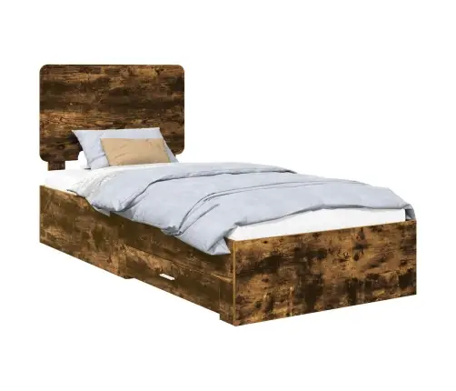 Gultas Rāmis Dūmaka Ozols 90 X 200 Cm Inženierijas Koks Vidaxl