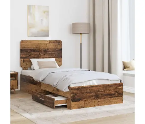 Gultas Rāmis Vecs Koks 90 X 200 Cm Inženierijas Koks Vidaxl