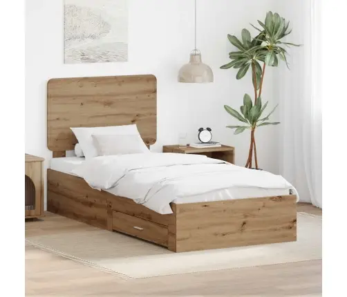 Gultas Rāmis Artisānā Ozols 90 X 200 Cm Inženierijas Koks Vidaxl