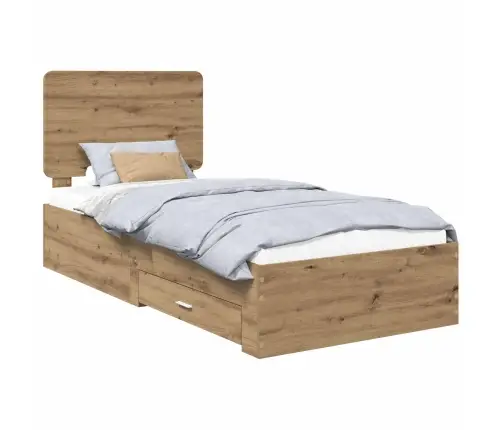 Gultas Rāmis Artisānā Ozols 90 X 200 Cm Inženierijas Koks Vidaxl