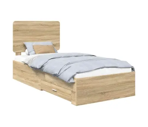 Gultas Rāmis Sonoma Ozols 90 X 190 Cm Inženierijas Koks Vidaxl