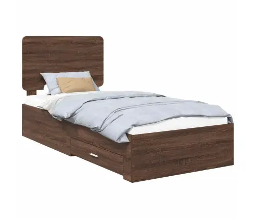 Gultas Rāmis Brūns Ozols 90 X 190 Cm Inženierijas Koks Vidaxl