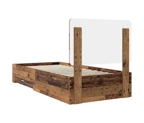 Voodi Raam Peaga Sahtliga Vana Puit 90 X 190 Cm Tehispuit