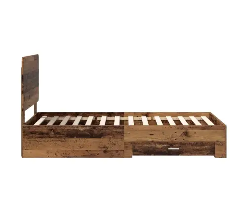 Voodi Raam Peaga Sahtliga Vana Puit 90 X 190 Cm Tehispuit