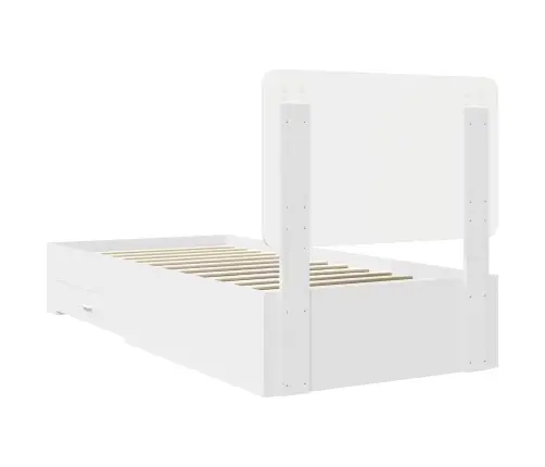 Gultas Rāmis Ar Atvilktni Balts 75 X 190 Cm Inženierijas Koks Vidaxl