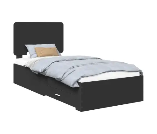 Voodi Raam Peaga Sahtliga Must 75 X 190 Cm Tehispuit