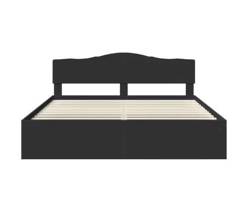 Voodi Raam Peaga Must 200 X 200 Cm Tahke Mänd