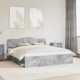 Voodi Raam Peaga Betoon 200 X 200 Cm Tahke Mänd