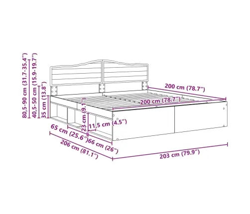 Gultas Rāmis Vecs Koks 200 X 200 Cm Ciets Priedes Koks Vidaxl