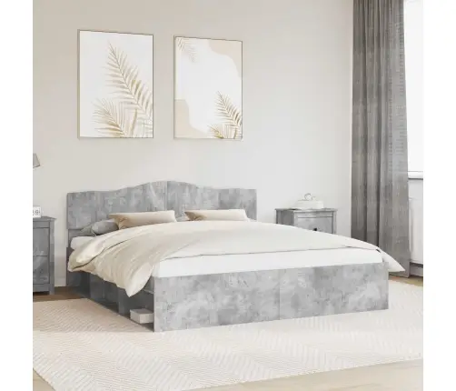 Gultas Rāmis Betons 180 X 200 Cm Ciets Priedes Koks Vidaxl