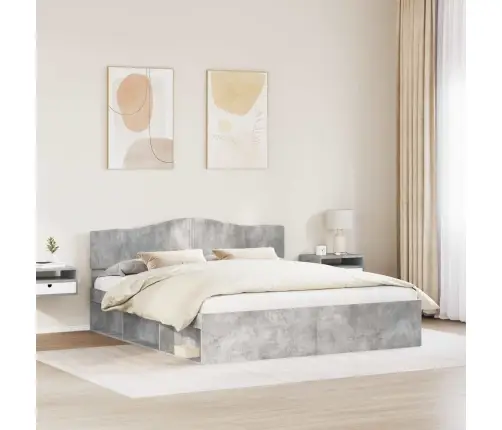 Gultas Rāmis Betons 180 X 200 Cm Ciets Priedes Koks Vidaxl