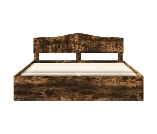 Gultas Rāmis Dūmaka Ozols 180 X 200 Cm Ciets Priedes Koks Vidaxl