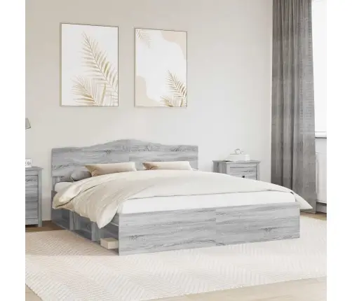 Lovos Rėmas Pilkas Sonoma 180 X 200 Cm Kietos Pušies Mediena