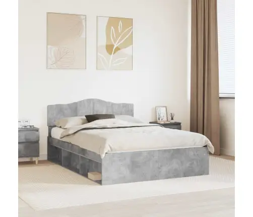 Gultas Rāmis Betons 160 X 200 Cm Ciets Priedes Koks Vidaxl