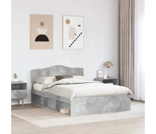 Gultas Rāmis Betons 160 X 200 Cm Ciets Priedes Koks Vidaxl