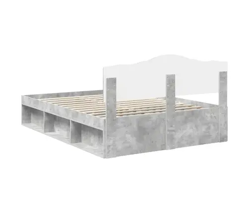 Gultas Rāmis Betons 160 X 200 Cm Ciets Priedes Koks Vidaxl