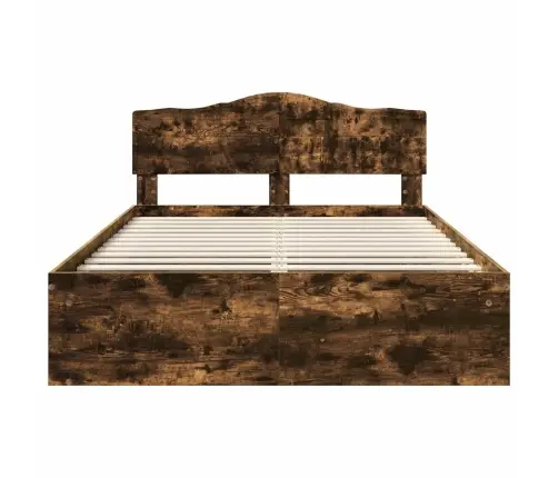 Gultas Rāmis Dūmaka Ozols 160 X 200 Cm Ciets Priedes Koks Vidaxl