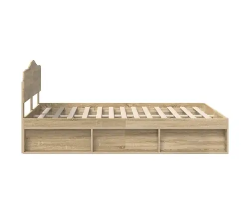 Gultas Rāmis Sonoma Ozols 150 X 200 Cm Ciets Priedes Koks Vidaxl